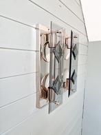 Paar kandelaars van verchroomd metaal en rookglas, jaren 70, Antiek en Kunst, Ophalen of Verzenden