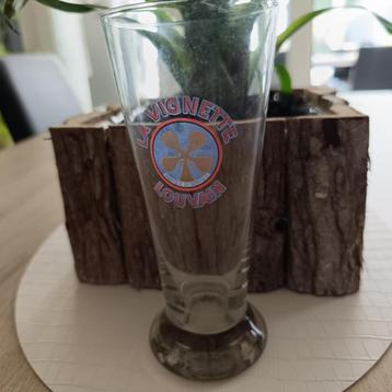 vieux verre à bière    La Vignette  Louvain   décalco, Enlèvement ou Envoi, Utilisé, Verre ou Verres