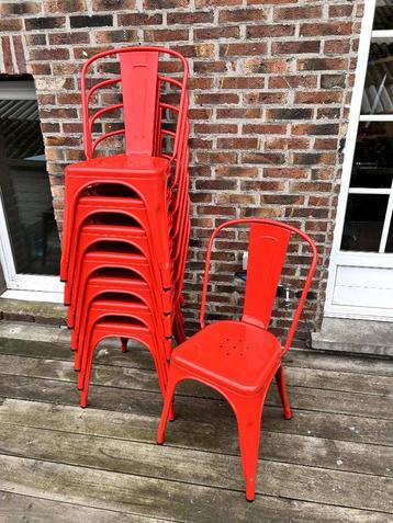 100% originele Tolix a chair 8st OUTDOOR, Rouge, Comme neuf, Enlèvement, Cinq, Six Chaises ou plus