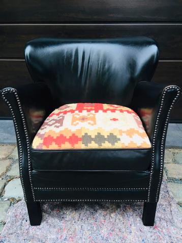 Vintage Professor fauteuil met omkeerbaar Kelim zitkussen  beschikbaar voor biedingen