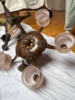 Kroonluchter Stijl Art Decor met roze glazen kappen, Antiek en Kunst, Ophalen