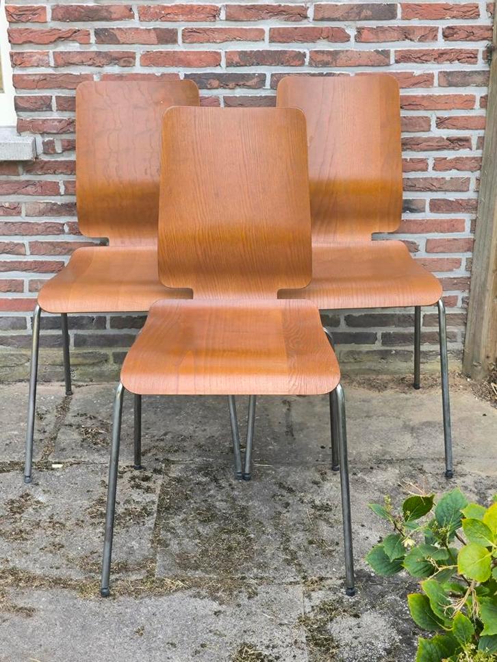 3 chaises vintage IKEA Gilbert, Maison & Meubles, Chaises, Utilisé, Trois, Bois, Métal, Brun, Enlèvement ou Envoi