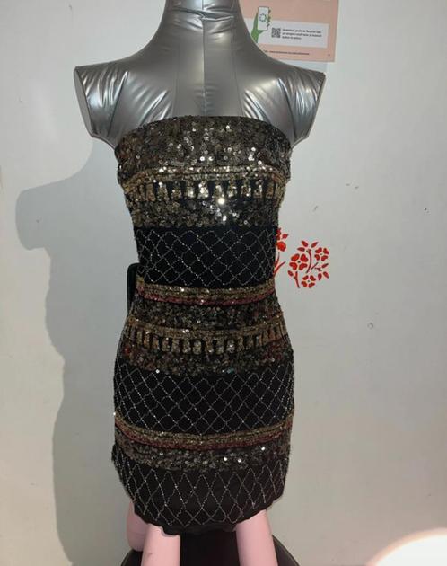 Glitter korte zwarte feestjurk zonder mouwen., Kleding | Dames, Dames-kledingpakketten, Zo goed als nieuw, Maat 38/40 (M), Ophalen