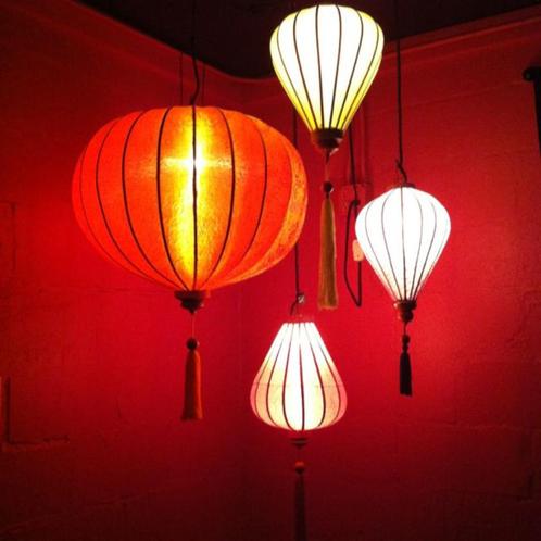 Rode chinese lampion als Hanglamp; Chinese lamp, Maison & Meubles, Lampes | Suspensions, Neuf, Moins de 50 cm, Bois, Tissus, Envoi