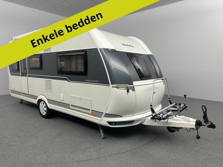 Hobby Excellent 495 UL Cassetteluifel Voortent MET STALLING, Caravans en Kamperen, Caravans, tot en met 4, Rondzit, Hobby, 2 aparte bedden