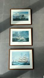 Drie mooie afbeeldingen van schepen, Antiek en Kunst, Ophalen