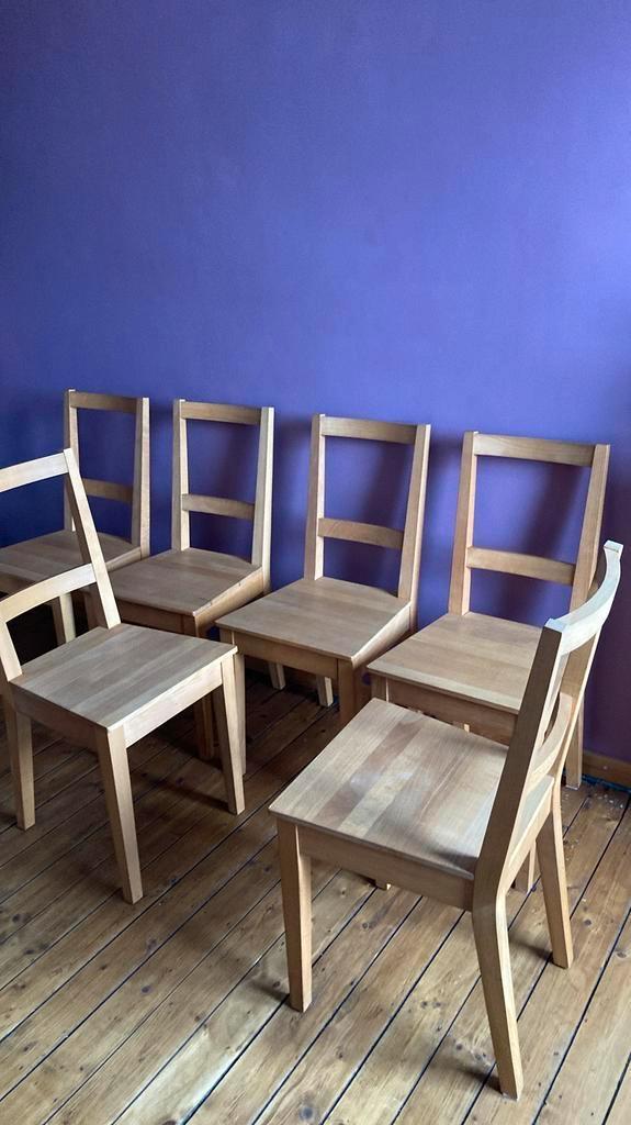IKEA chaises en bois modele Bertil, Huis en Inrichting, Stoelen, Gebruikt, Vijf, Zes of meer stoelen, Hout, Overige kleuren, Ophalen