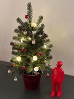 Klein kerstboomje met lampjes en versiering in bloempotje, Diversen, Ophalen of Verzenden, Zo goed als nieuw