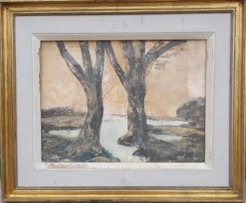 bomen, gouache op papier, Lode Vanderlinden beschikbaar voor biedingen