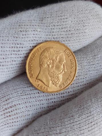 Piece de monnaie 20 Francs Or / Leopold II / 1875 / Pos A 