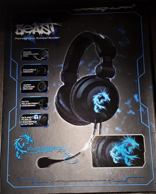 headset met microfoon verlichting en vibratie, Computers en Software, Headsets, Nieuw, Over-ear, Bedraad, Gaming headset, Ophalen of Verzenden
