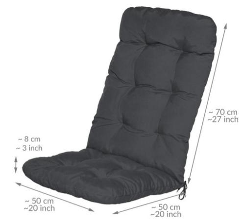 Hoge rug tuinstoelkussens in antraciet-kleur (2 stuks), Tuin en Terras, Tuinmeubel-accessoires, Nieuw, Ophalen
