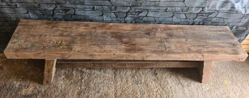 Uniek bankje / sidetable in oud-look, Huis en Inrichting, Tafels | Sidetables, Nieuw, 25 tot 50 cm, 150 tot 200 cm, Rechthoekig