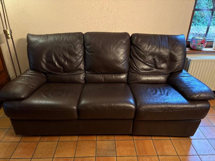 Salon 3-1-1 en cuir, Maison & Meubles, Fauteuils, Utilisé, Cuir, 125 cm ou plus, 100 à 125 cm, Enlèvement