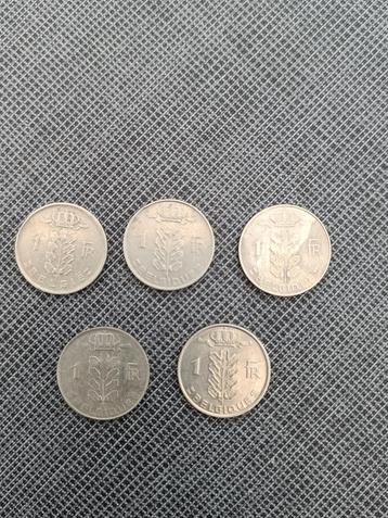 Munten België. 1 Fr 1952 + 1973 + 1975 + 1978 + 1980. beschikbaar voor biedingen