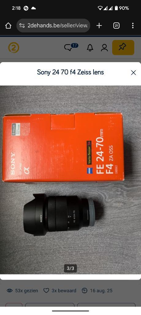 Sony FE 24-70 F4, Audio, Tv en Foto, Foto | Lenzen en Objectieven, Gebruikt, Standaardlens, Zoom, Ophalen of Verzenden