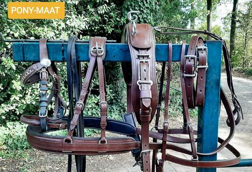 🔴 ZGAN COGNAC-BRUIN C -PONY-MAAT ENKELSPAN TUIG 195  €  🔴, Dieren en Toebehoren, Paarden en Pony's | Hoofdstellen en Tuigage