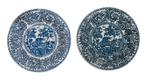 Paar Chinese porseleinen borden – blauw-wit – 19e eeuw, Ophalen of Verzenden