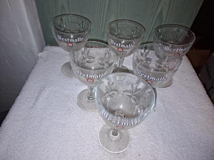 6 oude kristallen Westmalle glazen, jaren 1970-80, Antiek en Kunst, Curiosa en Brocante, Ophalen of Verzenden