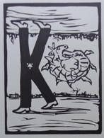 ROLAND TOPOR / KAFKA ONDERWERELD / ZW-W LINOSNEDE / 38x28cm, Ophalen of Verzenden