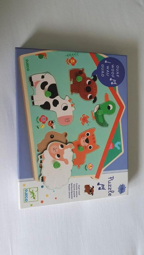 Puzzel dierengeluiden van Djeco, Kinderen en Baby's, Speelgoed | Kinderpuzzels, Zo goed als nieuw, 6 maanden tot 2 jaar, Minder dan 10 stukjes