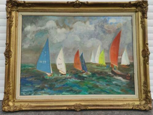 huile sur toile voilier signe m vivier, Antiek en Kunst, Kunst | Schilderijen | Klassiek, Ophalen of Verzenden