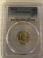 USA 1943 D Zilveren Mercury dime MS65 FB, Postzegels en Munten, Ophalen of Verzenden, Losse munt, Zilver