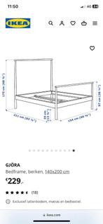 hemelbed, 160 cm, Modern, Zo goed als nieuw, Hout