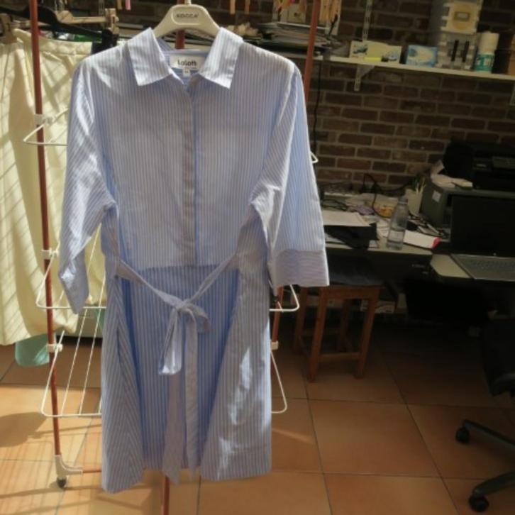 Gestreept kleedje blauw met knooplint Lalotti mt 46, Kleding | Dames, Jurken, Zo goed als nieuw, Maat 46/48 (XL) of groter, Blauw
