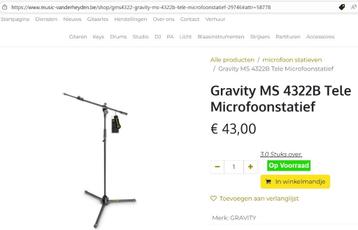 Gravity MS 4322B Tele Microfoonstatief beschikbaar voor biedingen