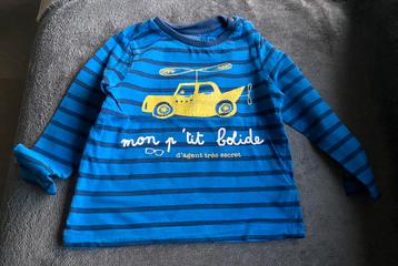 6 blauwe t-shirts met lange mouwen - maat 86 beschikbaar voor biedingen