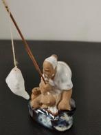 statue de pêcheur chinois avec canne à pêche et poisson, Enlèvement ou Envoi, Comme neuf, Humain