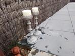 2 kandelaars in geschilderd ijzer., Huis en Inrichting, Lampen | Kroonluchters, Ophalen, Zo goed als nieuw