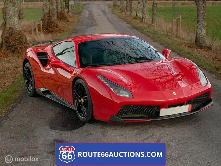Ferrari 488 GTB | 2016 | Route 66 Auctions, Auto's, Ferrari, Bedrijf, Te koop, Benzine, Overige carrosserie, Handgeschakeld, Zwart