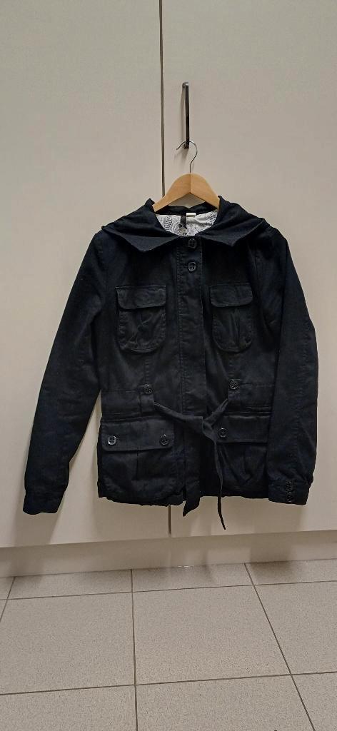 Jas Dames - H&M - met kap, Vêtements | Femmes, Vestes | Hiver, Comme neuf, Taille 42/44 (L), Noir, Enlèvement ou Envoi