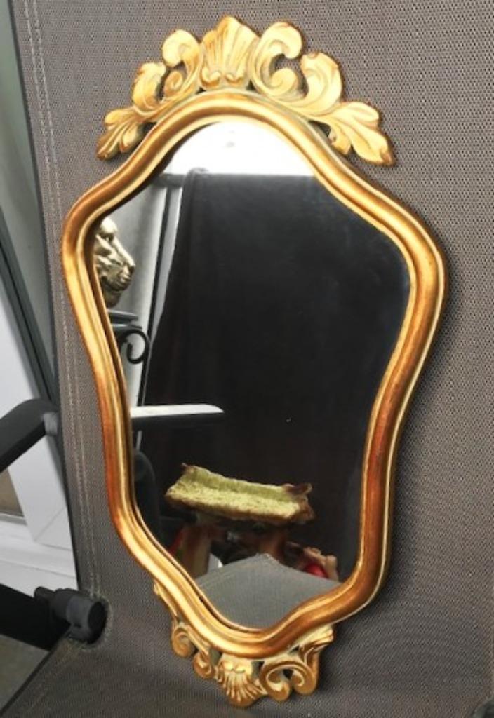 Spiegel Goud verguld Louis XIV met Kuif H62 Antiek😍💎⚡🤗👌, Antiek en Kunst, Antiek | Spiegels, Minder dan 50 cm, Minder dan 100 cm