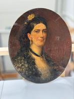 Ancien portrait peinture à l'huile antique sur toile, Antiquités & Art, Enlèvement ou Envoi