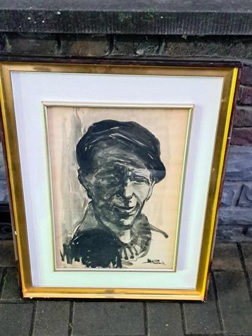 lavis portrait homme signe marc plettinck beschikbaar voor biedingen