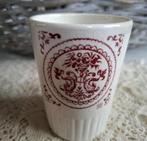 Vintage Gien lepelvaasje/ beker met donkerrood motief, Antiek en Kunst, Curiosa en Brocante, Ophalen of Verzenden