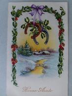 Bonne Année hoefijzer hulst maretak beschreven met zegel, Ophalen of Verzenden, Gelopen, Feest(dag)