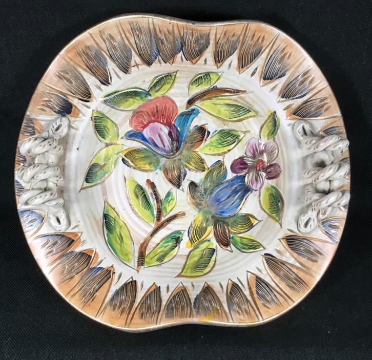 Bequet vintage keramiek mand schaal bloemmotief België, Verzamelen, Retro, Huis en Inrichting, Ophalen of Verzenden