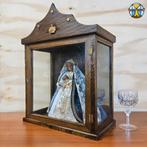 Antieke houten Vitrinekast met heilige Maria / Kapelletje, Antiek en Kunst, Ophalen of Verzenden