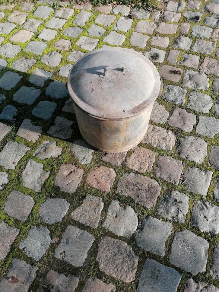 Verzinkte metalen pot emmer met deksel, Tuin en Terras, Tuinwanddecoratie, Ophalen