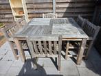 Vierkante tafel Bois le duc met 6 stoelen teak, Ophalen, Gebruikt