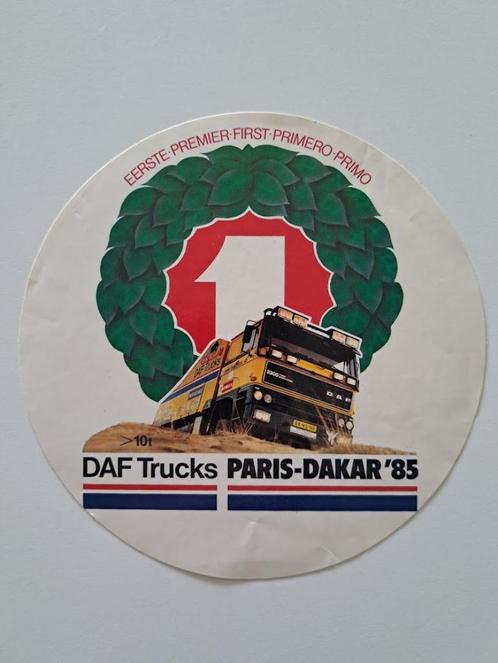 Vintage Sticker - Daf Trucks - Paris-Dakar '85 - Premier, Verzamelen, Stickers, Zo goed als nieuw, Auto of Motor, Ophalen of Verzenden