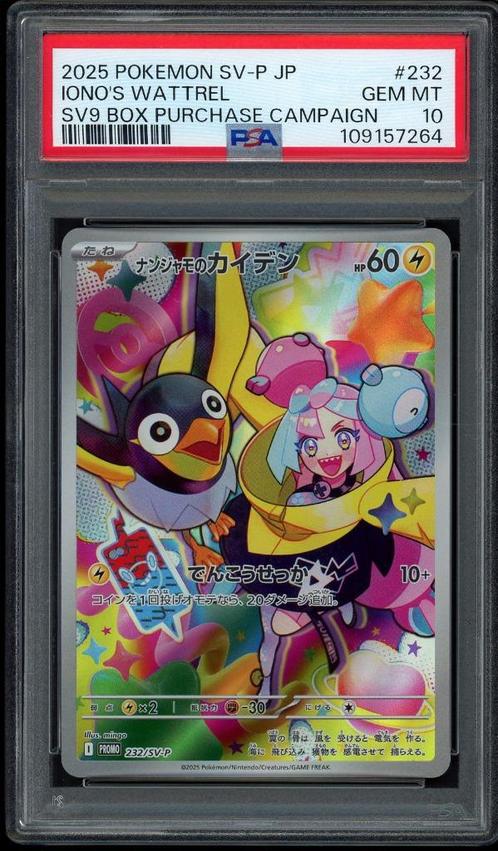 Iono's Wattrel PSA 10 - 232/SV-P - Japanese Promo 2025, Hobby en Vrije tijd, Verzamelkaartspellen | Pokémon, Zo goed als nieuw