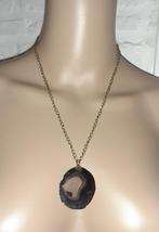 Ketting edelsteen hanger vintage grote agaat schijf, Handtassen en Accessoires, Kettingen, Ophalen, Zwart, Nieuw, Steen of Mineraal