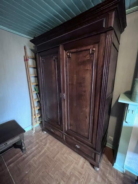 Antieken Kleerkast met 2 onderliggende laden, Maison & Meubles, Armoires | Penderies & Garde-robes, Utilisé, 200 cm ou plus, 100 à 150 cm