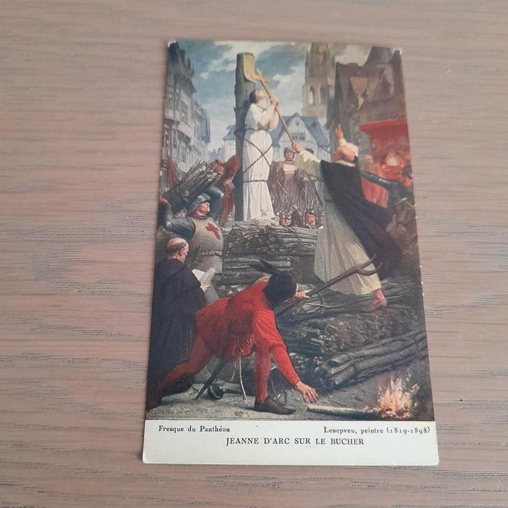 Oud Prentje Jeanne D'Arc  op de brandstapel ., Verzamelen, Foto's en Prenten, Overige onderwerpen, Ophalen of Verzenden