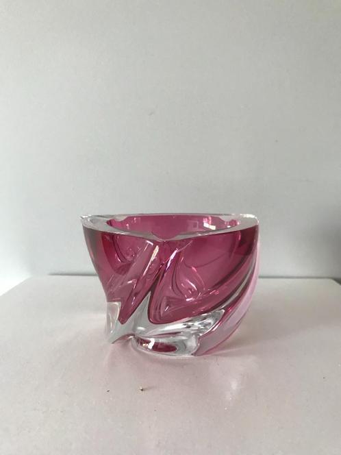 roze kristallen asbak Val Saint Lambert - gesigneerd, Antiek en Kunst, Antiek | Glaswerk en Kristal, Ophalen